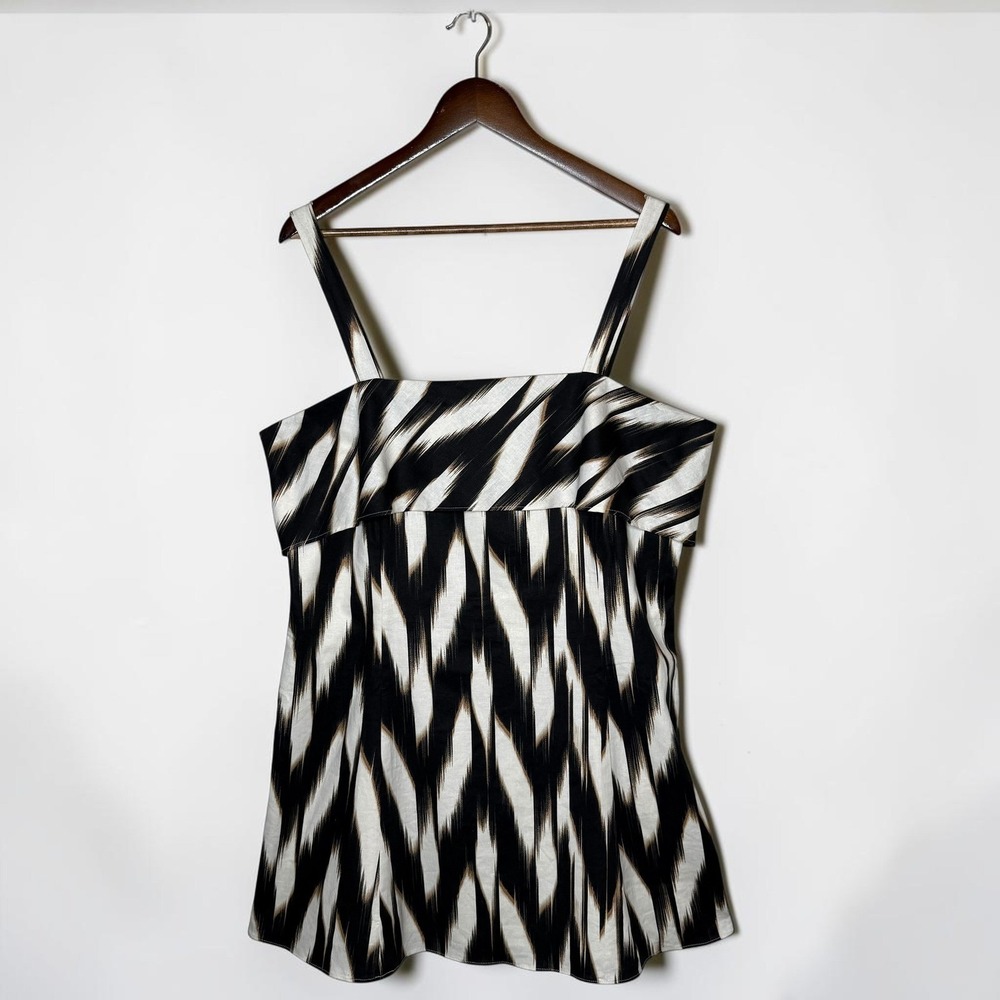 Banana Republic Linen Cotton Sleeveless Mini Dress Black White Resort size 16